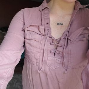 Lace Up Long Sleeved Shirt